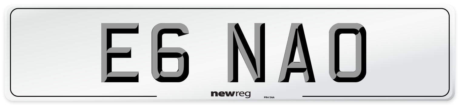 E6 NAO Number Plate from New Reg